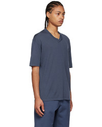 dunkelblaues T-Shirt mit einem Rundhalsausschnitt von Ermenegildo Zegna Couture