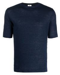 dunkelblaues T-Shirt mit einem Rundhalsausschnitt von Borrelli