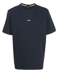 dunkelblaues T-Shirt mit einem Rundhalsausschnitt von BOSS