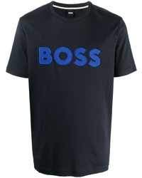 dunkelblaues T-Shirt mit einem Rundhalsausschnitt von BOSS