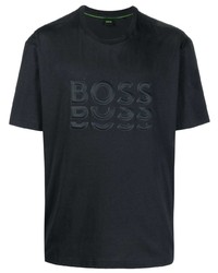 dunkelblaues T-Shirt mit einem Rundhalsausschnitt von BOSS