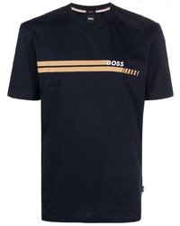 dunkelblaues T-Shirt mit einem Rundhalsausschnitt von BOSS