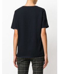dunkelblaues T-Shirt mit einem Rundhalsausschnitt von P.A.R.O.S.H.