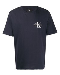 dunkelblaues T-Shirt mit einem Rundhalsausschnitt von Calvin Klein Jeans