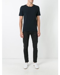 dunkelblaues T-Shirt mit einem Rundhalsausschnitt von Maison Margiela