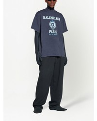 dunkelblaues T-Shirt mit einem Rundhalsausschnitt von Balenciaga