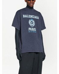 dunkelblaues T-Shirt mit einem Rundhalsausschnitt von Balenciaga