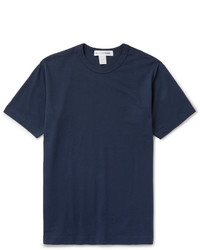 dunkelblaues T-Shirt mit einem Rundhalsausschnitt von Comme des Garcons