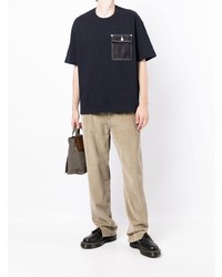 dunkelblaues T-Shirt mit einem Rundhalsausschnitt von Comme des Garcons Homme