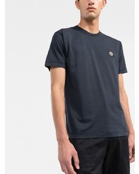 dunkelblaues T-Shirt mit einem Rundhalsausschnitt von Stone Island