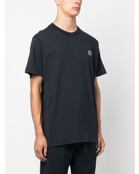 dunkelblaues T-Shirt mit einem Rundhalsausschnitt von Stone Island