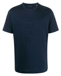 dunkelblaues T-Shirt mit einem Rundhalsausschnitt von Corneliani