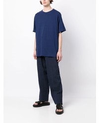 dunkelblaues T-Shirt mit einem Rundhalsausschnitt von Yohji Yamamoto