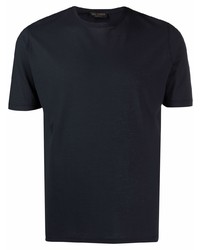 dunkelblaues T-Shirt mit einem Rundhalsausschnitt von Dell'oglio