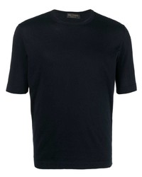 dunkelblaues T-Shirt mit einem Rundhalsausschnitt von Dell'oglio