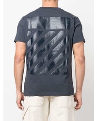 dunkelblaues T-Shirt mit einem Rundhalsausschnitt von Off-White