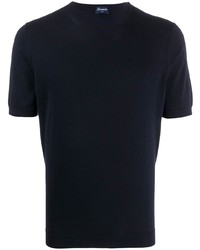 dunkelblaues T-Shirt mit einem Rundhalsausschnitt von Drumohr
