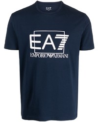 dunkelblaues T-Shirt mit einem Rundhalsausschnitt von Ea7 Emporio Armani