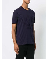 dunkelblaues T-Shirt mit einem Rundhalsausschnitt von Love Moschino