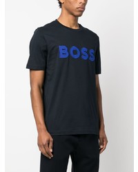 dunkelblaues T-Shirt mit einem Rundhalsausschnitt von BOSS