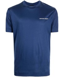 dunkelblaues T-Shirt mit einem Rundhalsausschnitt von Emporio Armani