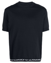 dunkelblaues T-Shirt mit einem Rundhalsausschnitt von Emporio Armani