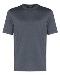 dunkelblaues T-Shirt mit einem Rundhalsausschnitt von Ermenegildo Zegna