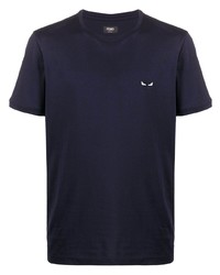 dunkelblaues T-Shirt mit einem Rundhalsausschnitt von Fendi