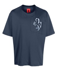 dunkelblaues T-Shirt mit einem Rundhalsausschnitt von Ferrari