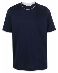 dunkelblaues T-Shirt mit einem Rundhalsausschnitt von Fileria