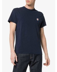 dunkelblaues T-Shirt mit einem Rundhalsausschnitt von MAISON KITSUNÉ