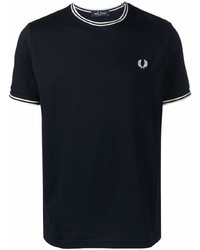 dunkelblaues T-Shirt mit einem Rundhalsausschnitt von Fred Perry