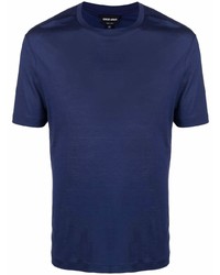 dunkelblaues T-Shirt mit einem Rundhalsausschnitt von Giorgio Armani