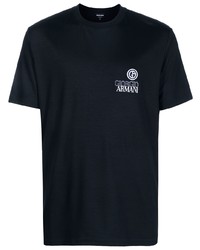 dunkelblaues T-Shirt mit einem Rundhalsausschnitt von Giorgio Armani