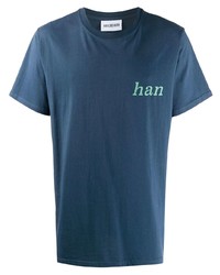 dunkelblaues T-Shirt mit einem Rundhalsausschnitt von Han Kjobenhavn