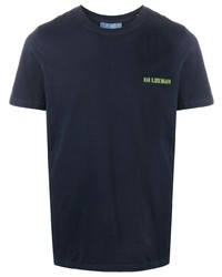 dunkelblaues T-Shirt mit einem Rundhalsausschnitt von Han Kjobenhavn