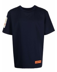 dunkelblaues T-Shirt mit einem Rundhalsausschnitt von Heron Preston