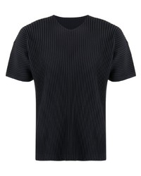 dunkelblaues T-Shirt mit einem Rundhalsausschnitt von Homme Plissé Issey Miyake