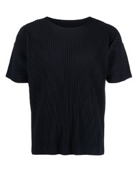 dunkelblaues T-Shirt mit einem Rundhalsausschnitt von Homme Plissé Issey Miyake