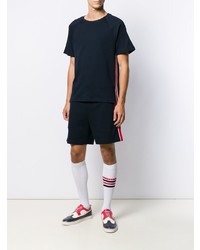 dunkelblaues T-Shirt mit einem Rundhalsausschnitt von Thom Browne