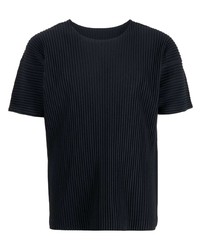 dunkelblaues T-Shirt mit einem Rundhalsausschnitt von Issey Miyake
