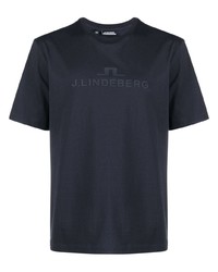 dunkelblaues T-Shirt mit einem Rundhalsausschnitt von J. Lindeberg