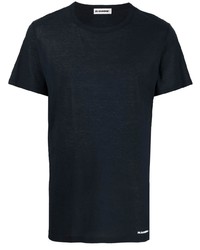 dunkelblaues T-Shirt mit einem Rundhalsausschnitt von Jil Sander