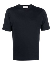 dunkelblaues T-Shirt mit einem Rundhalsausschnitt von John Smedley