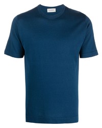 dunkelblaues T-Shirt mit einem Rundhalsausschnitt von John Smedley