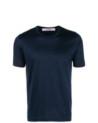 dunkelblaues T-Shirt mit einem Rundhalsausschnitt von La Fileria For D'aniello