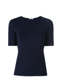 dunkelblaues T-Shirt mit einem Rundhalsausschnitt von Le Tricot Perugia