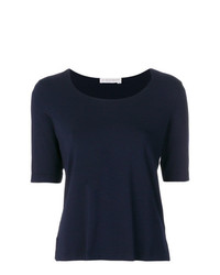 dunkelblaues T-Shirt mit einem Rundhalsausschnitt von Le Tricot Perugia