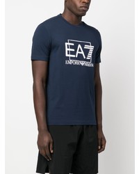 dunkelblaues T-Shirt mit einem Rundhalsausschnitt von Ea7 Emporio Armani