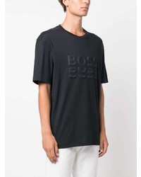 dunkelblaues T-Shirt mit einem Rundhalsausschnitt von BOSS